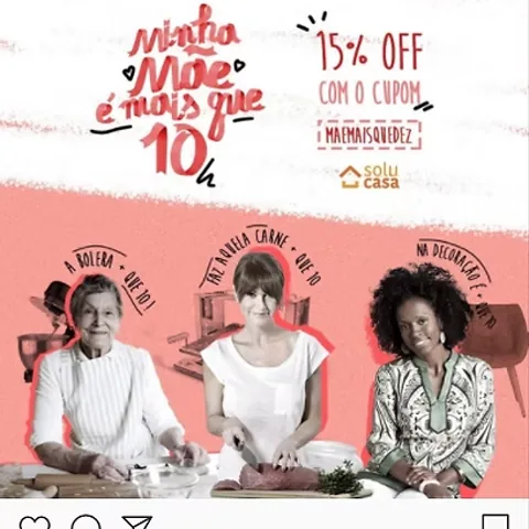 Post de Dia das Mães da Solucasa “Minha mãe é mais que 10”: cupom de 15% off