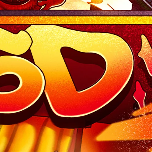 Detalhe: letras “SD” do título em laranja e dourado