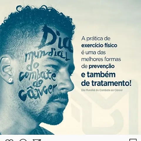 Post do Dia Mundial do Combate ao Câncer: perfil de homem com a data escrita no rosto