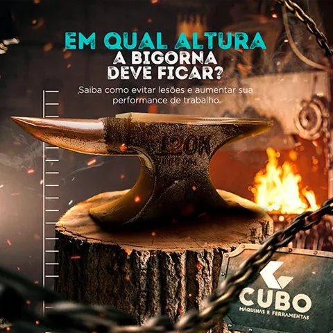 Post da Cubo “Em qual altura a bigorna deve ficar?”: bigorna sobre um tronco