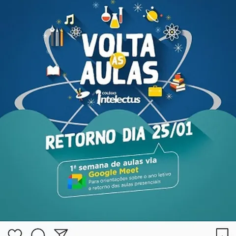 Post “Volta às Aulas” do Colégio Intelectus: retorno dia 25/01 via Google Meet