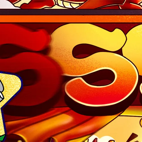 Detalhe: letras “SS” do título em vermelho e dourado