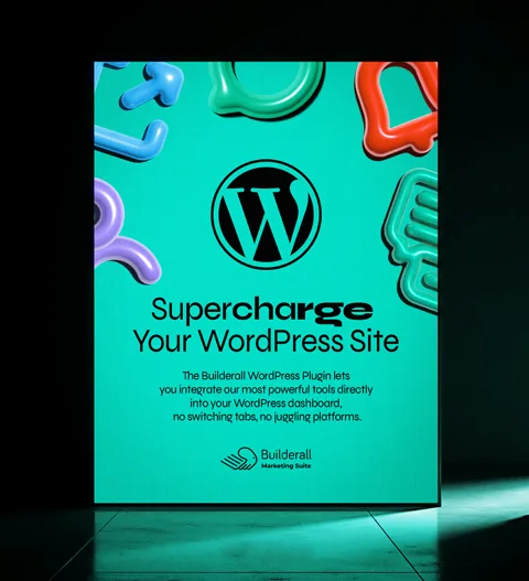 Pôster “Supercharge Your WordPress Site” com o logo do WordPress