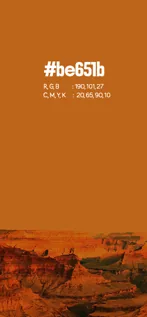 Cartão de paleta: laranja queimado #be651b sobre um cânion
