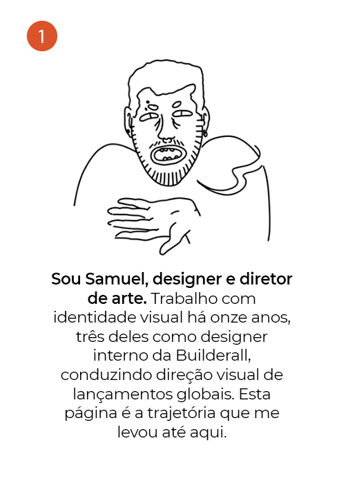 Sobre mim, 1 de 11: autorretrato em traço, designer gráfico e diretor visual